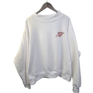 Parke Sweatshirt Womens XXL White Heart Arrow Oversized Crewneck Pullover